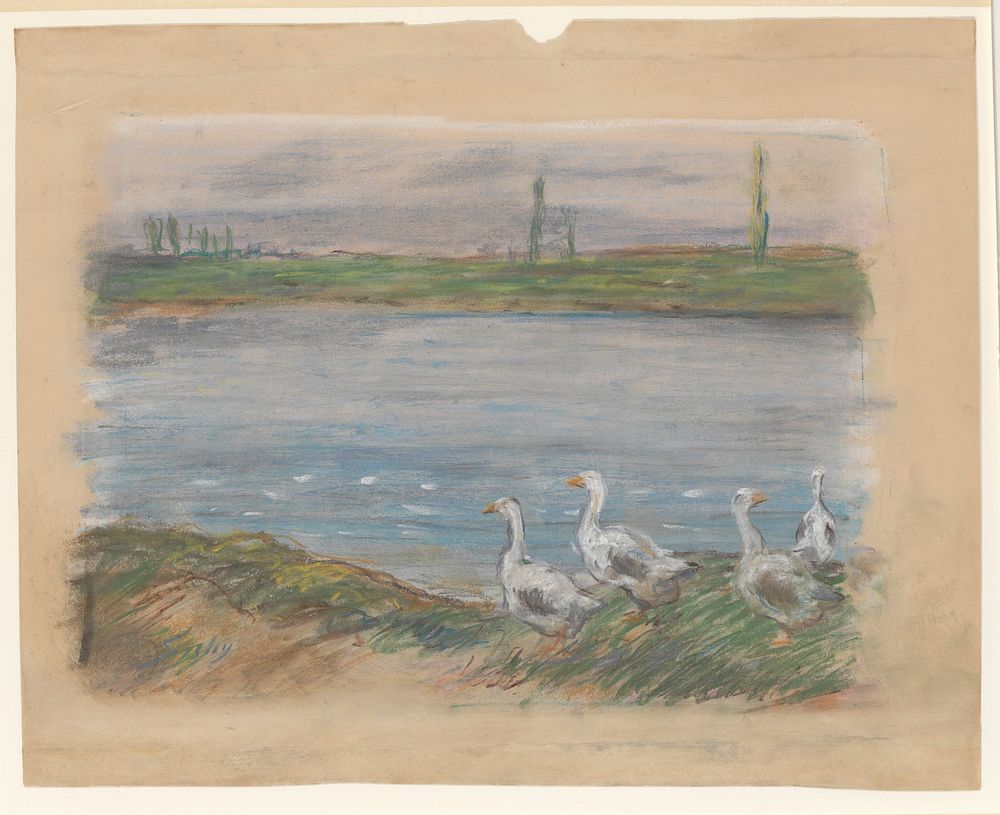 Four Geese by the River by Alfred Sisley