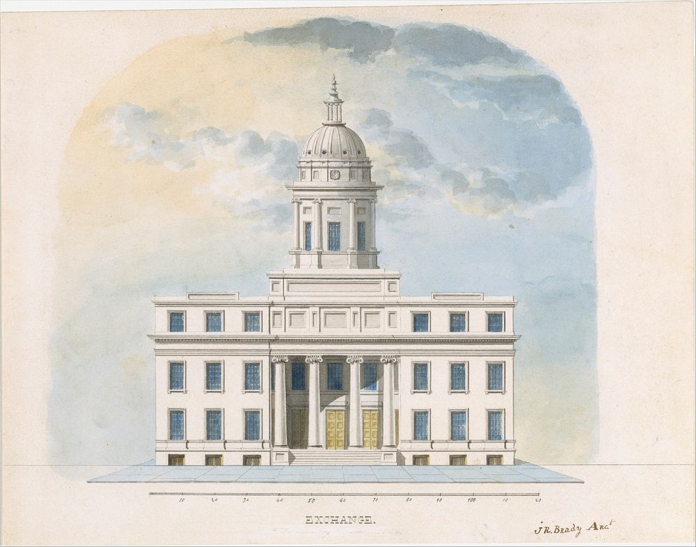 First Merchants' Exchange, New York (elevation of main façade)