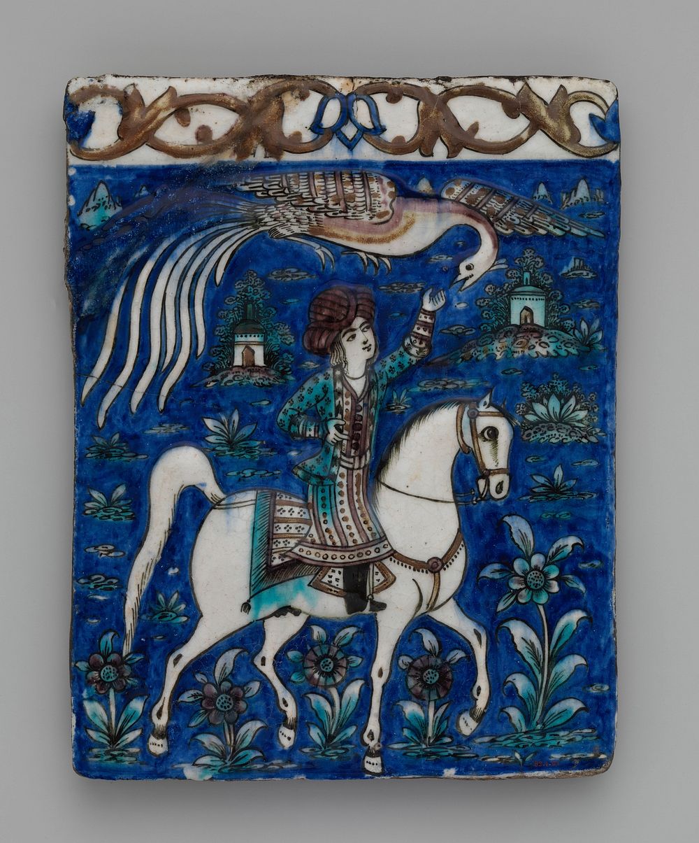 Tile with an Image of a Prince on Horseback, second half 19th century