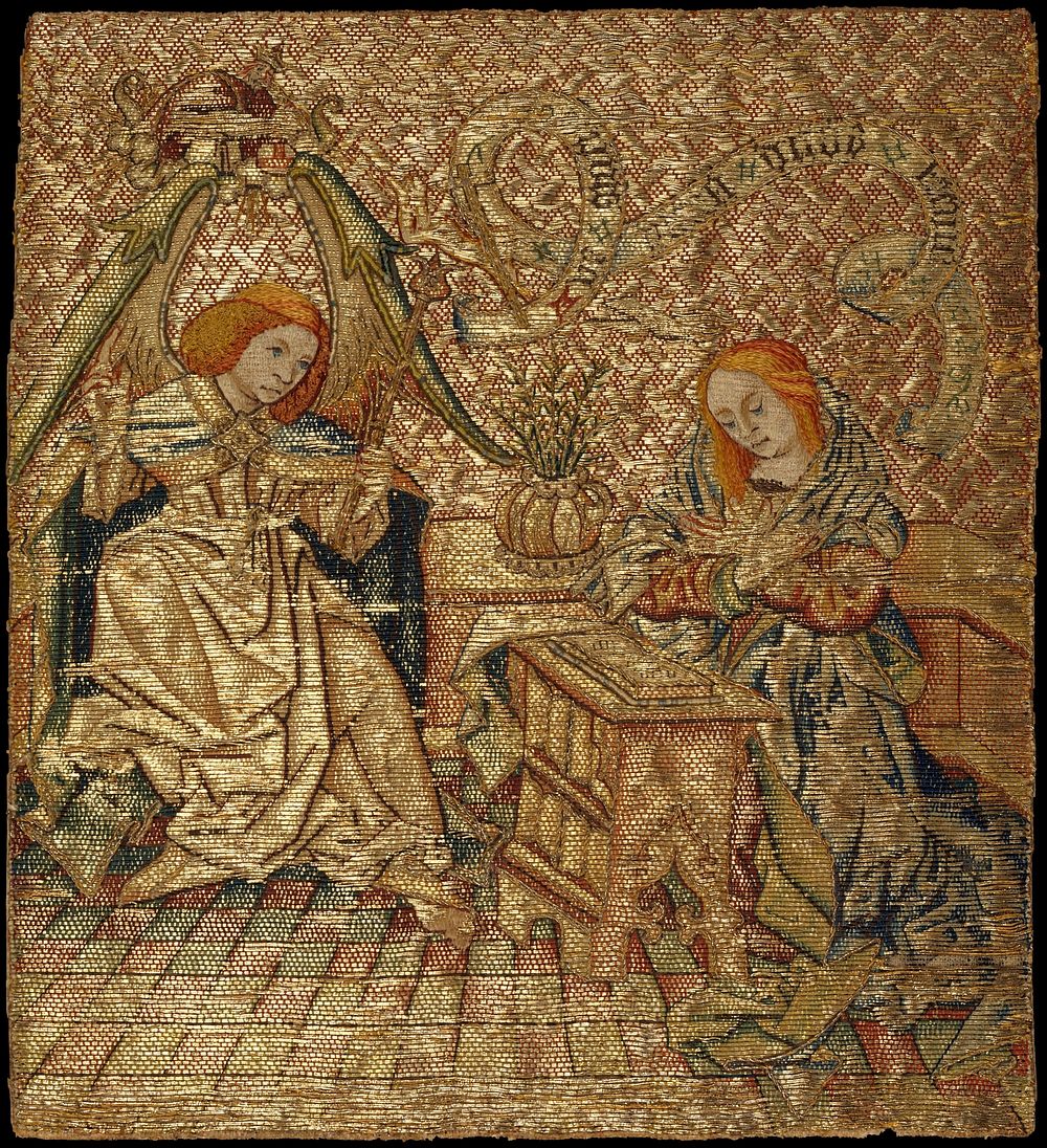 Embroidery with the Annunciation, Netherlandish