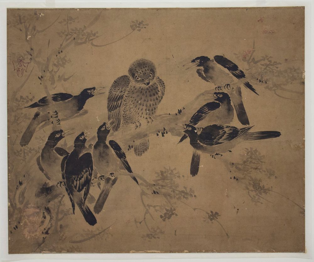 Mynah Birds Attacking an Owl, after Sesson Shūkei