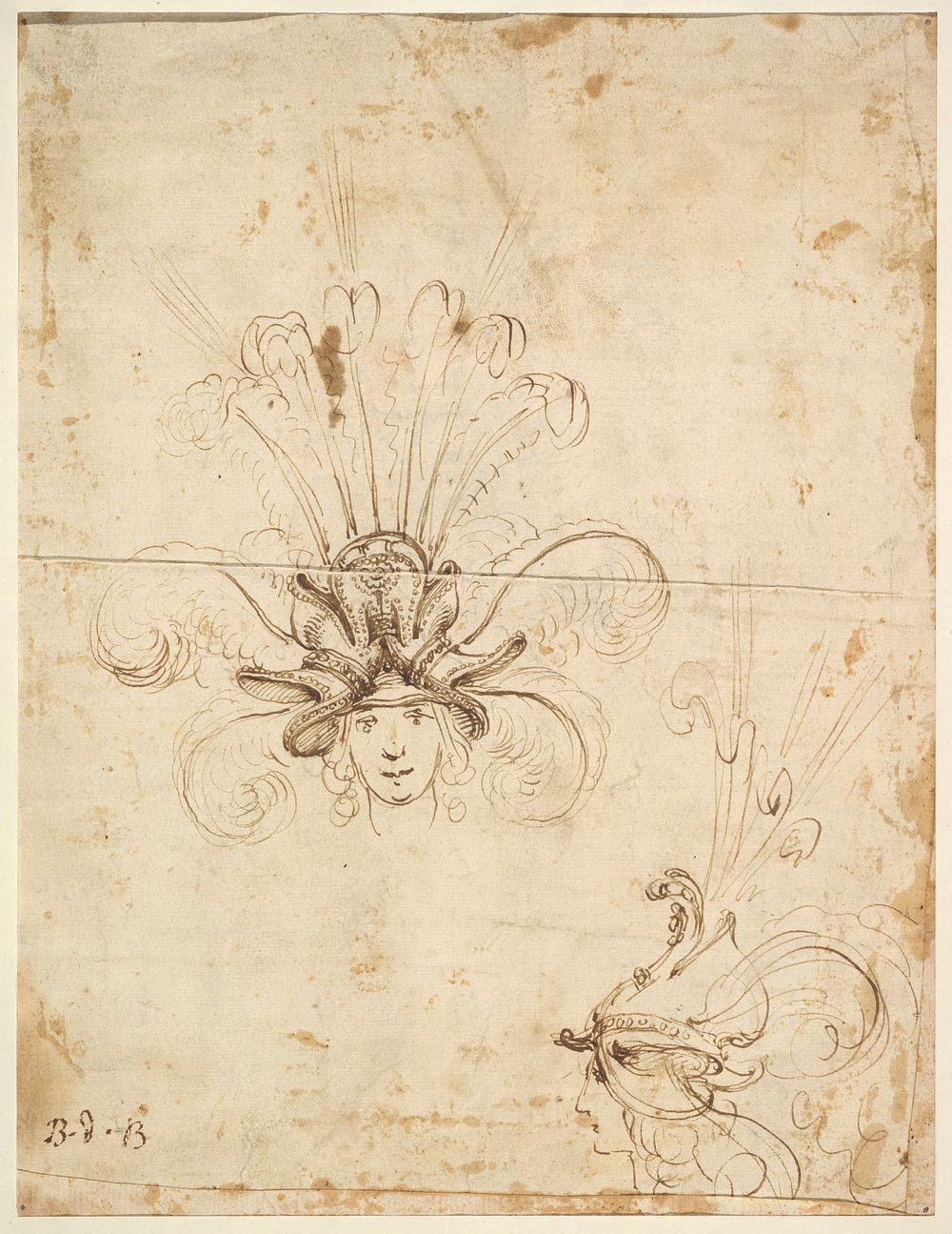Design for a Headdress (front and side view)