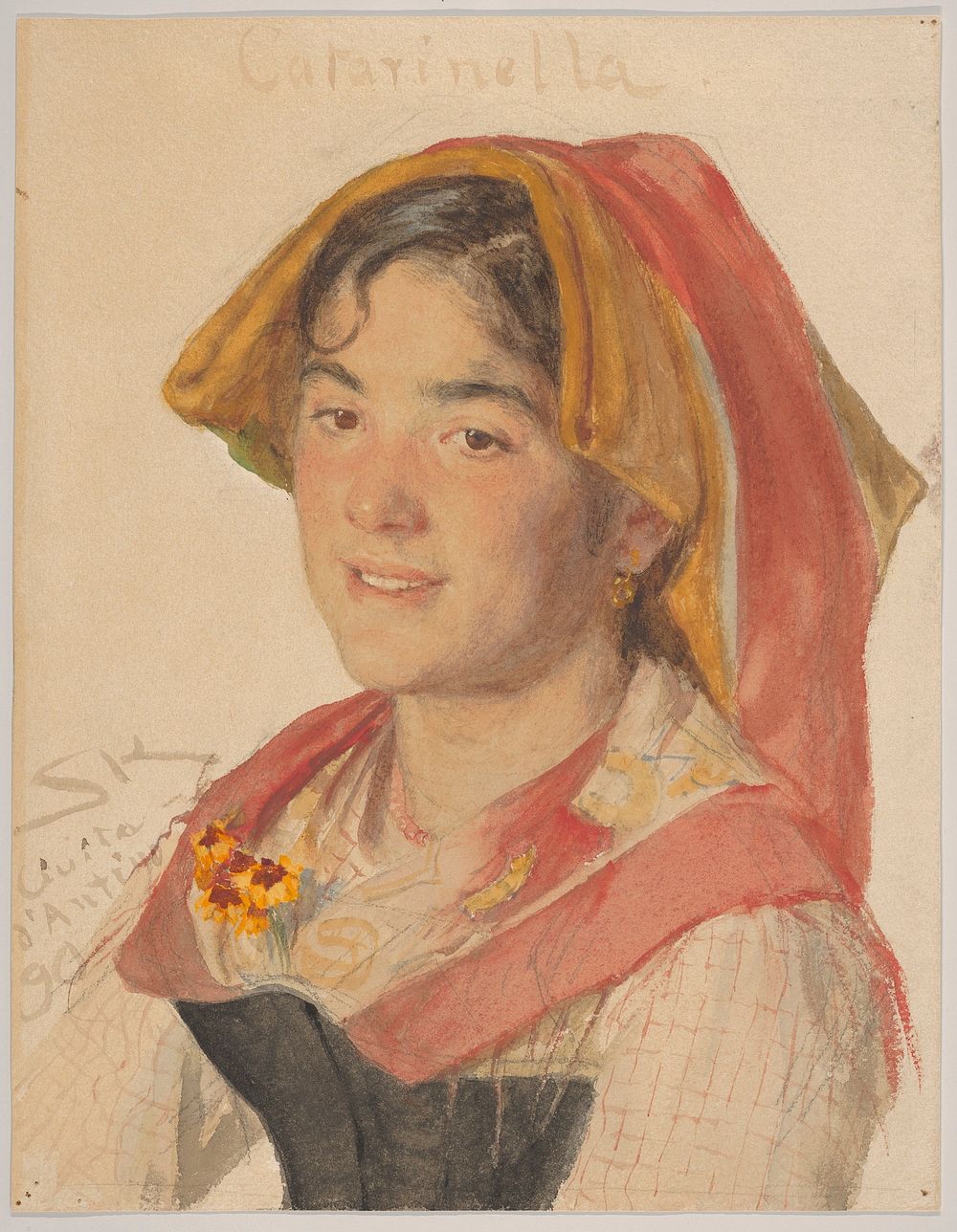 Head of an Girl from Civita d'Antino in Regional Dress ("Catarinella") by Peder Severin Krøyer