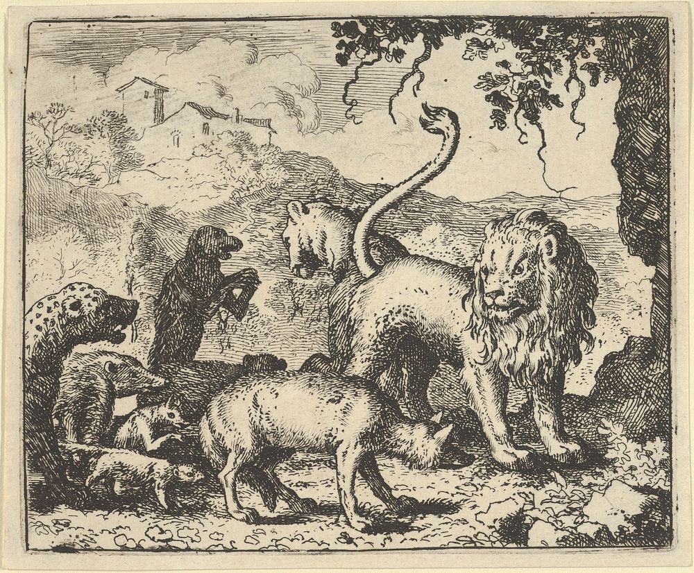 Renard is Accused by the Wolf and Several Animals from Hendrick van Alcmar's Renard The Fox by Allart van Everdingen