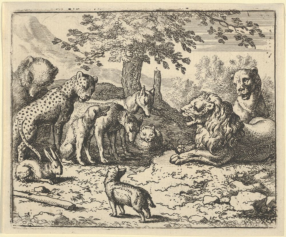 The Lion Takes the Advice of the Other Animals for Renard's Punishment from Hendrick van Alcmar's Renard The Fox by Allart…