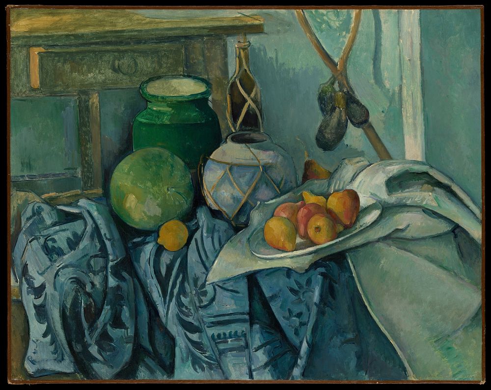 Still Life with a Ginger Jar and Eggplants by Paul Cézanne