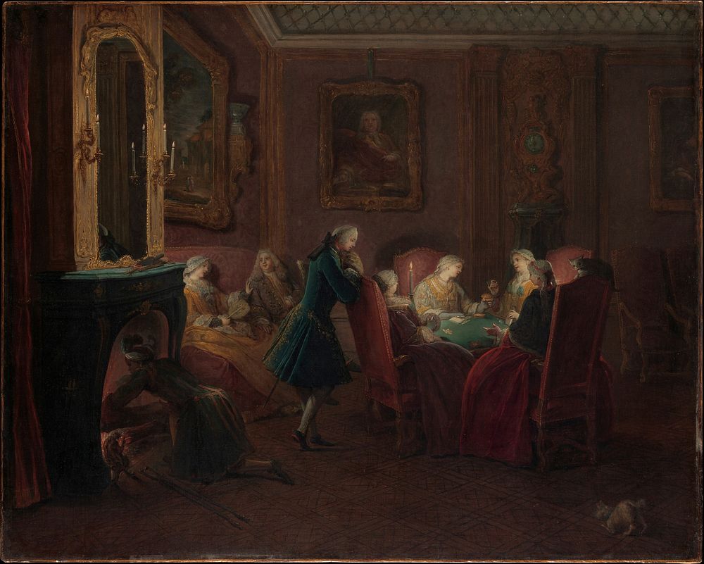 Card Players in a Drawing Room by Pierre Louis Dumesnil the Younger