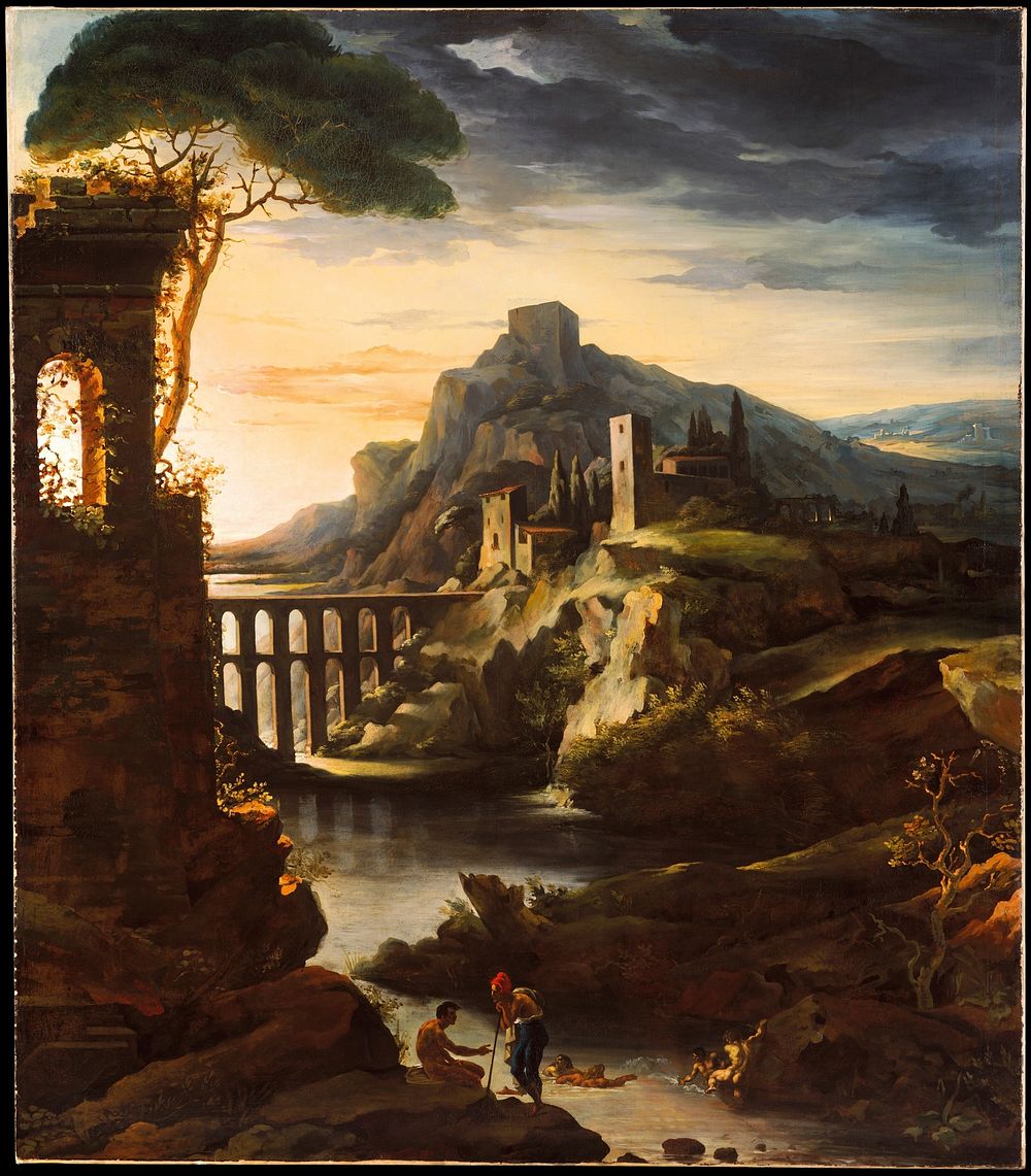 Evening: Landscape with an Aqueduct by Th&eacute;odore Gericault