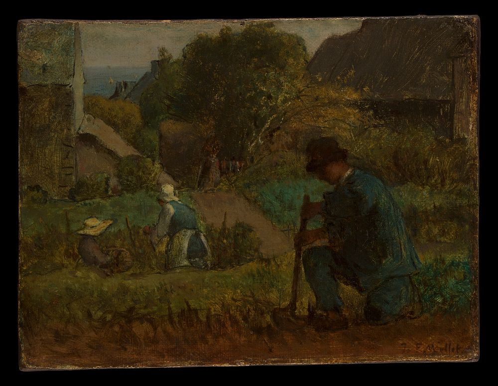 Garden Scene  by Jean-François Millet