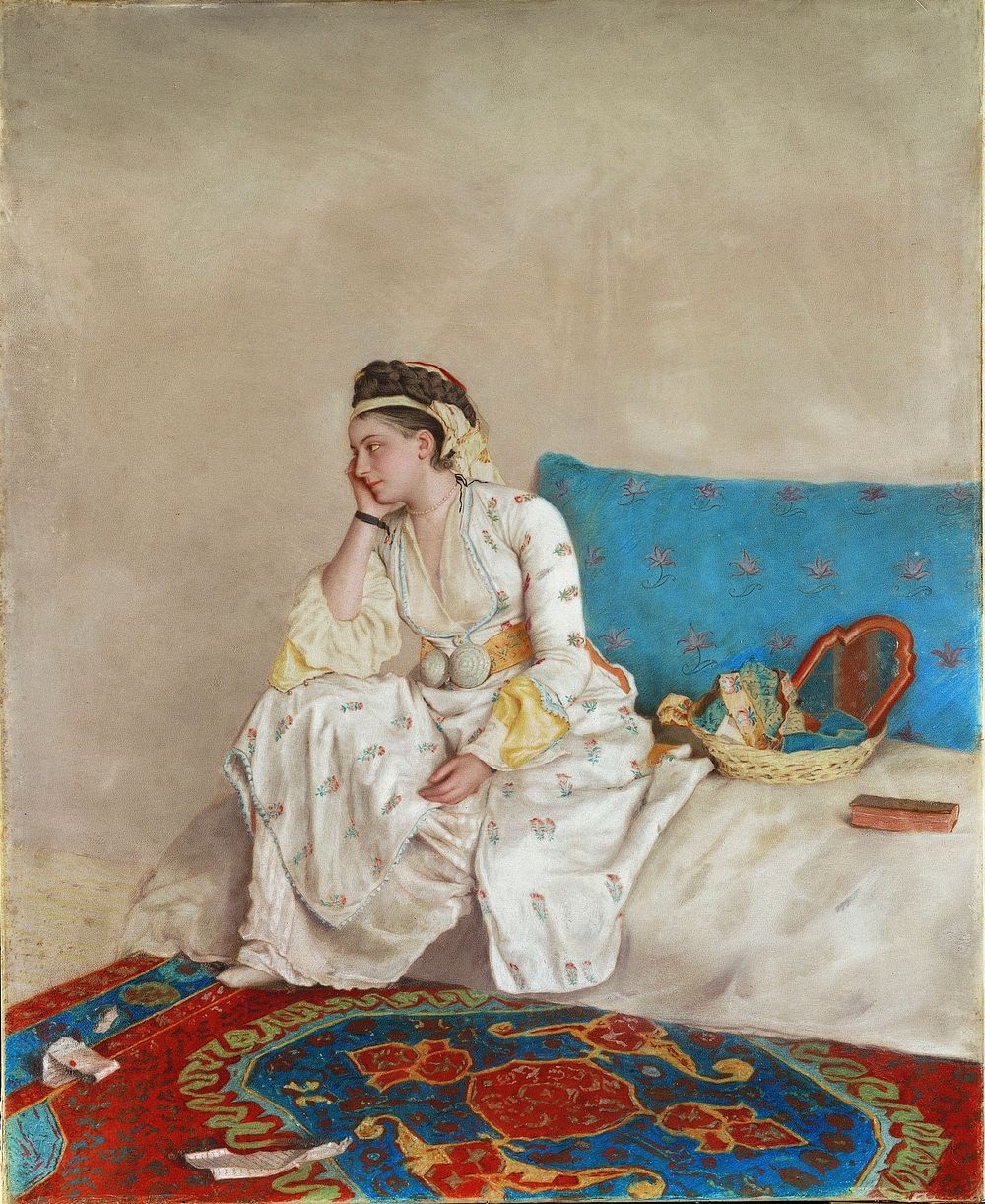 Woman in Turkish Dress, Seated on a Sofa by Jean Etienne Liotard