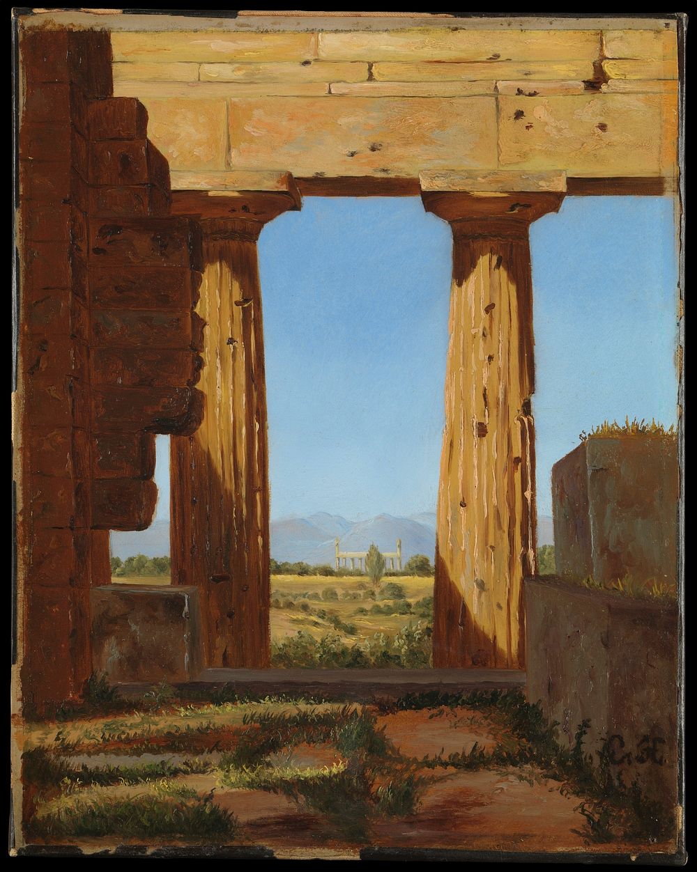 Columns of the Temple of Neptune at Paestum by Constantin Hansen