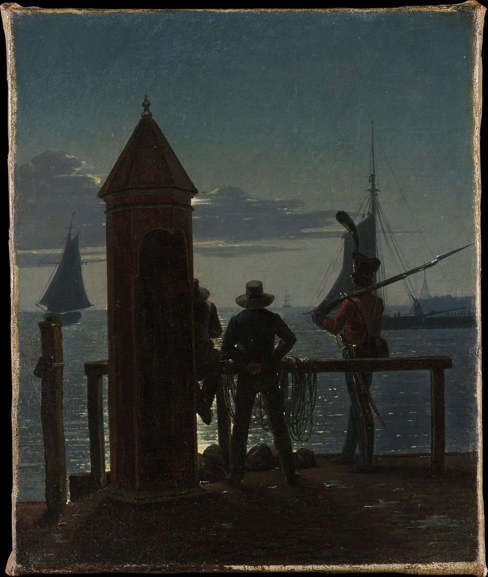 View from the Citadel Ramparts in Copenhagen by Moonlight, Martinus R&oslash;rbye