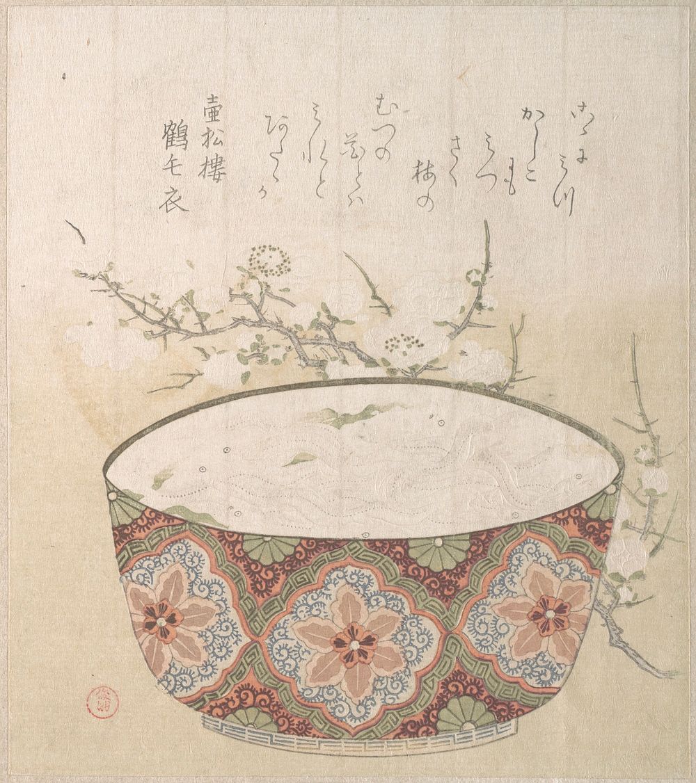 Bowl with White-Baits and Plum Blossoms by Kubo Shunman