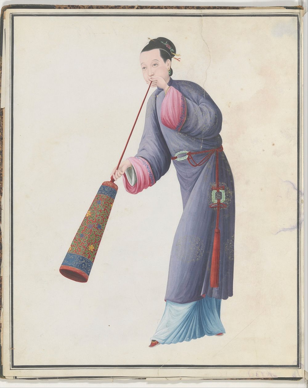 Watercolor of musician playing laba