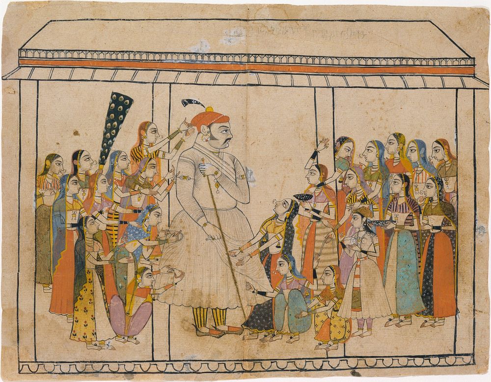Maharaja Raj Singh Adored by His Ladies, India (Rajasthan, Sawar)