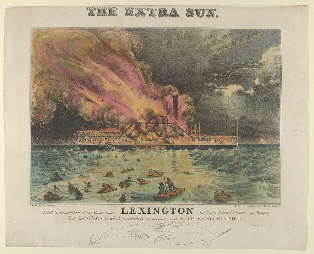 Awful Conflagration of the Steam Boat Lexington in Long Island Sound on Monday Eve, January 13th, 1840, by which melancholy…