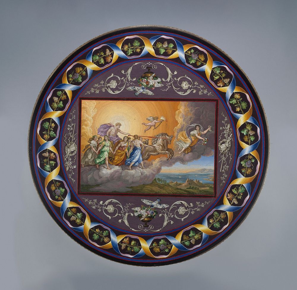 Table top depicting Aurora and the Chariot of Apollo