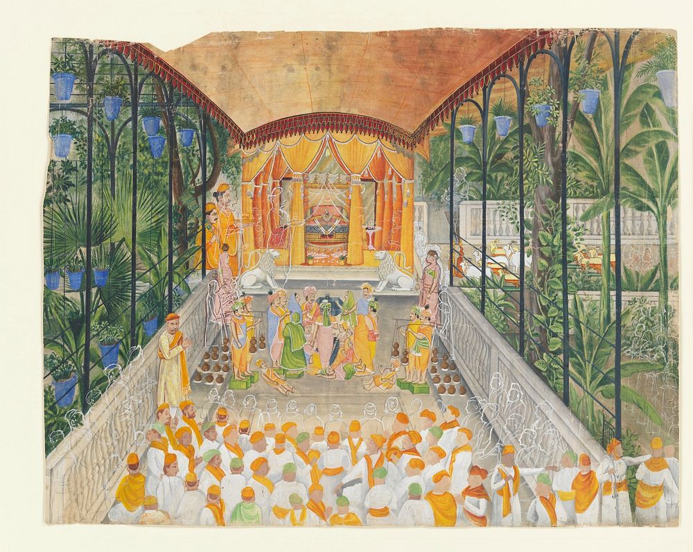 Celebration of the Birth of Krishna (Janamashtami), attributed to Ragunath