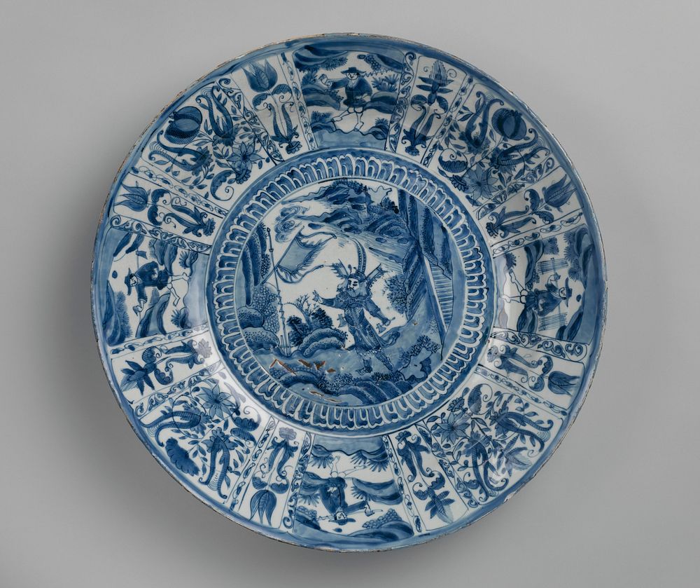 Dish with warrior, China