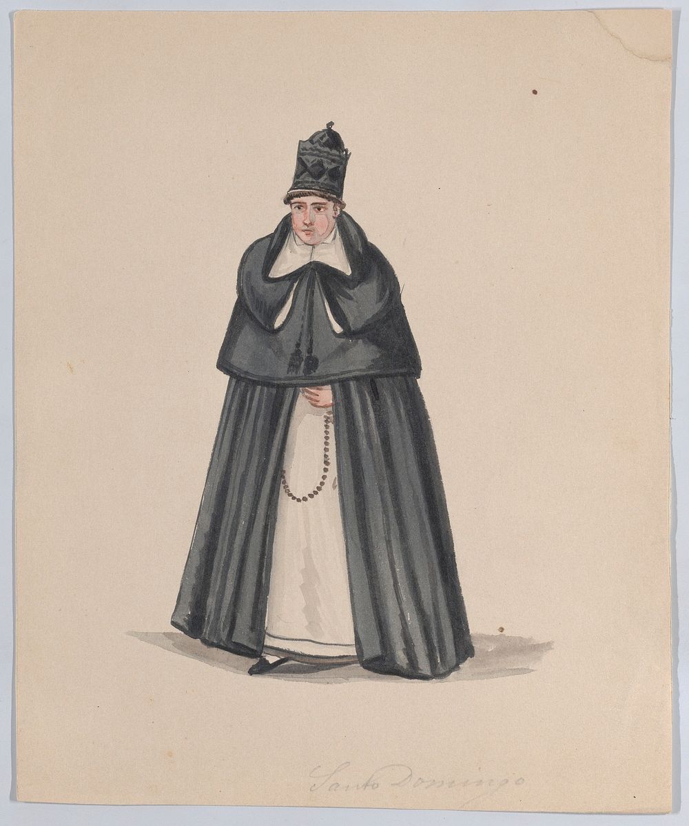 A priest from the order of Santo Domingo (Saint Dominic), from a group of drawings depicting Peruvian dress