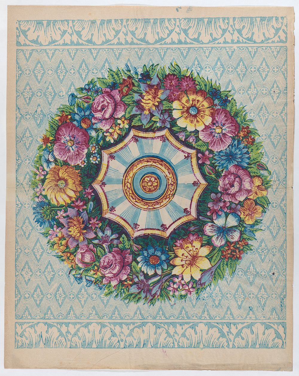 Sheet with a large floral wreath