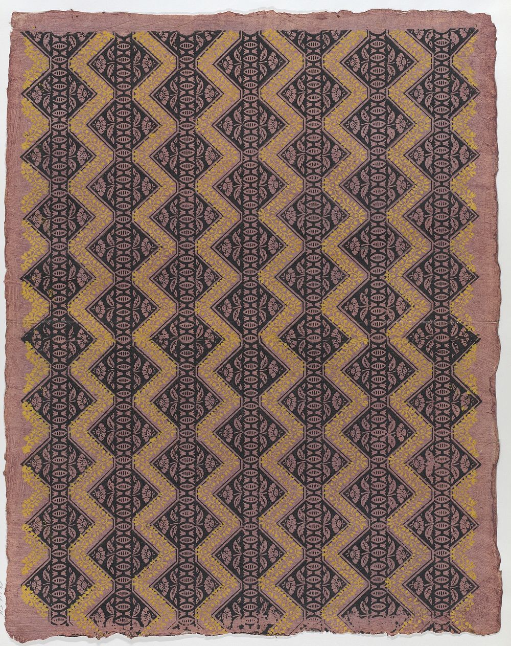 Sheet with overall floral zig zagging pattern by Anonymous