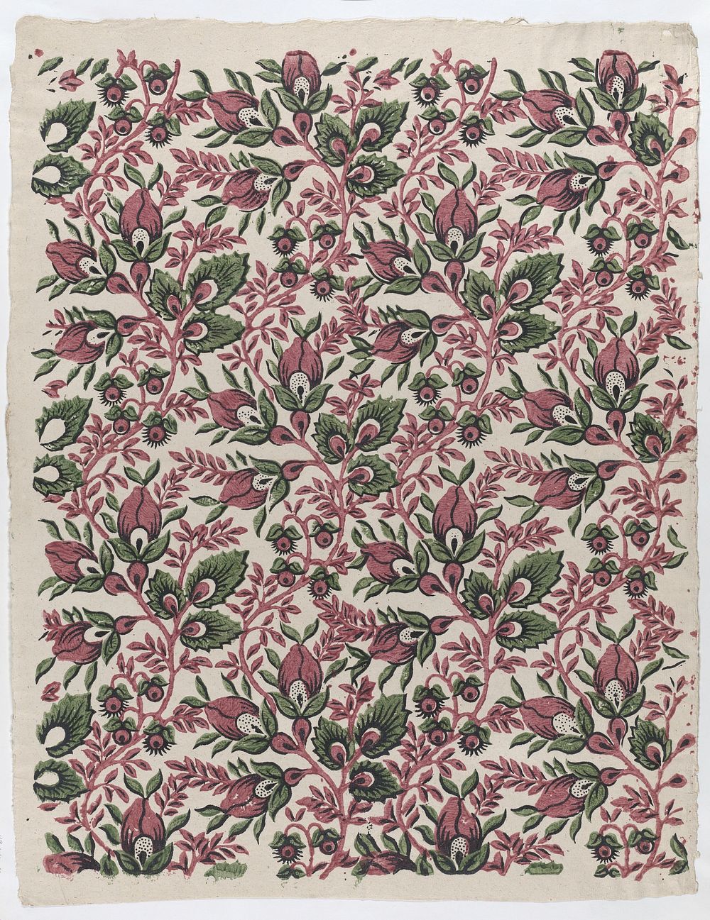 Sheet with overall floral and vine pattern