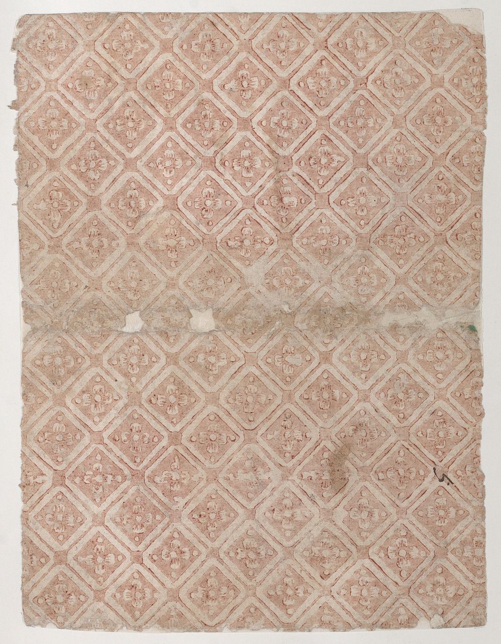 Book cover with overall pattern of diamonds with rosettes
