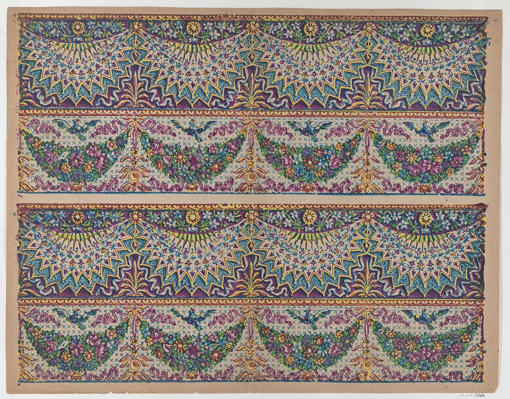 Sheet with five bouquets on a blue checkered background