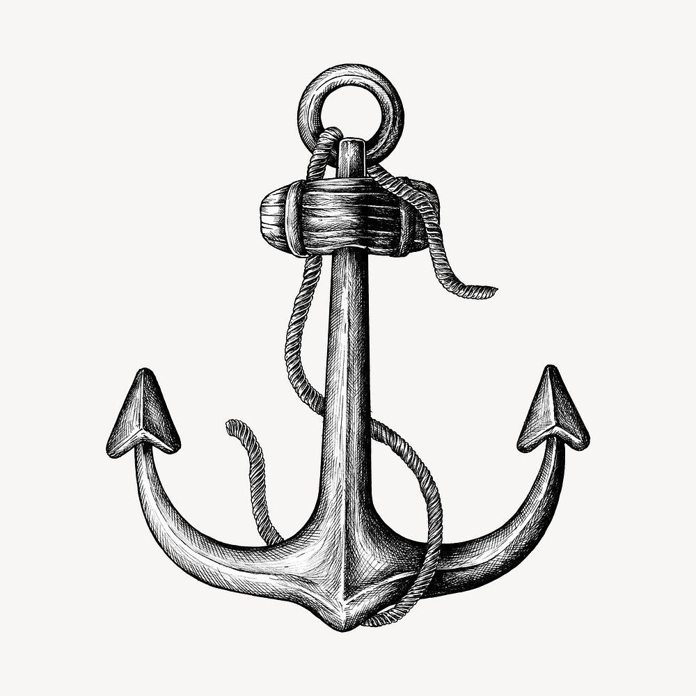 Vintage anchor illustration sticker psd