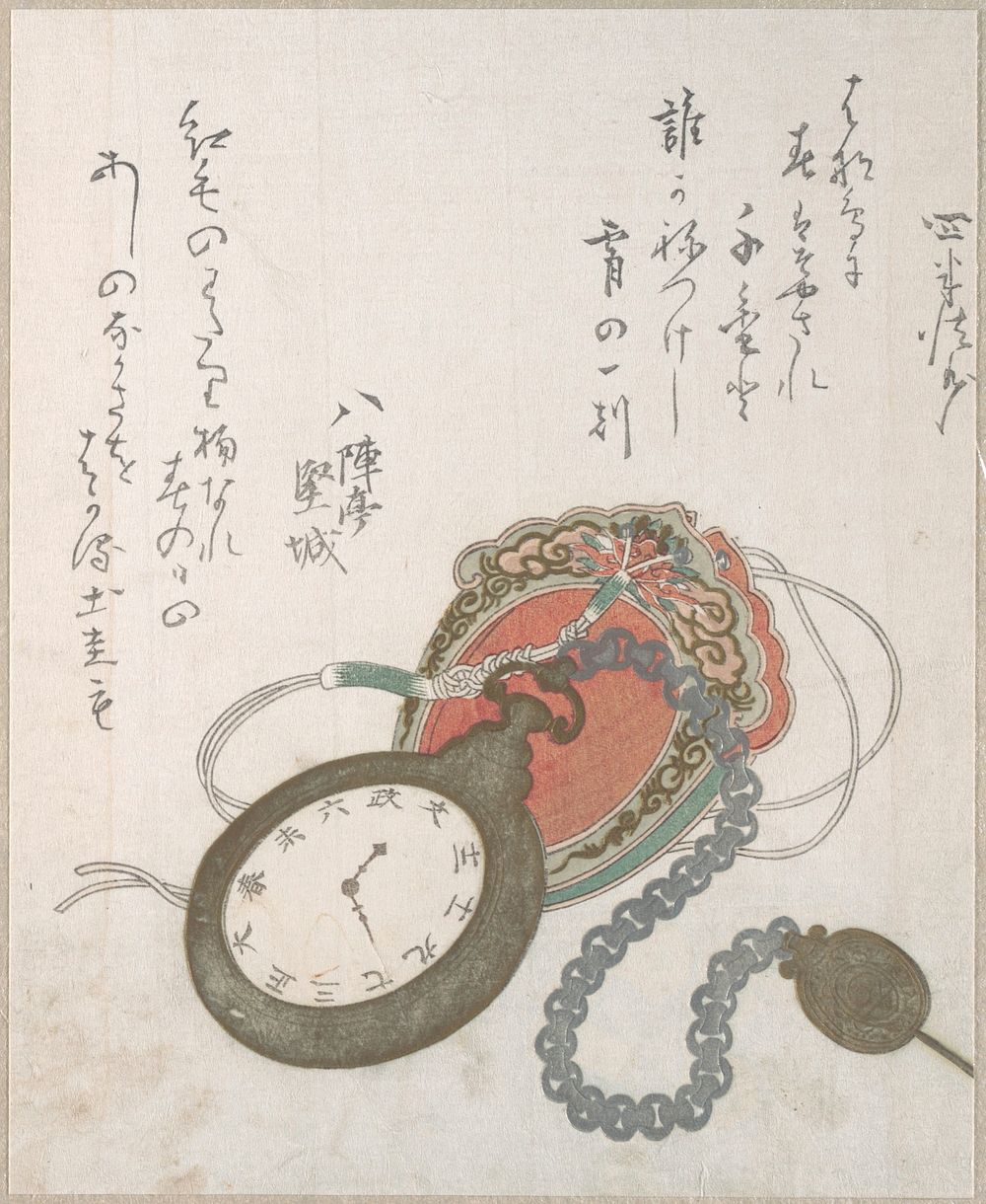 Western Pocket Watch From the Spring Rain Collection (Harusame shū), vol. 3. Original public domain image from the MET…