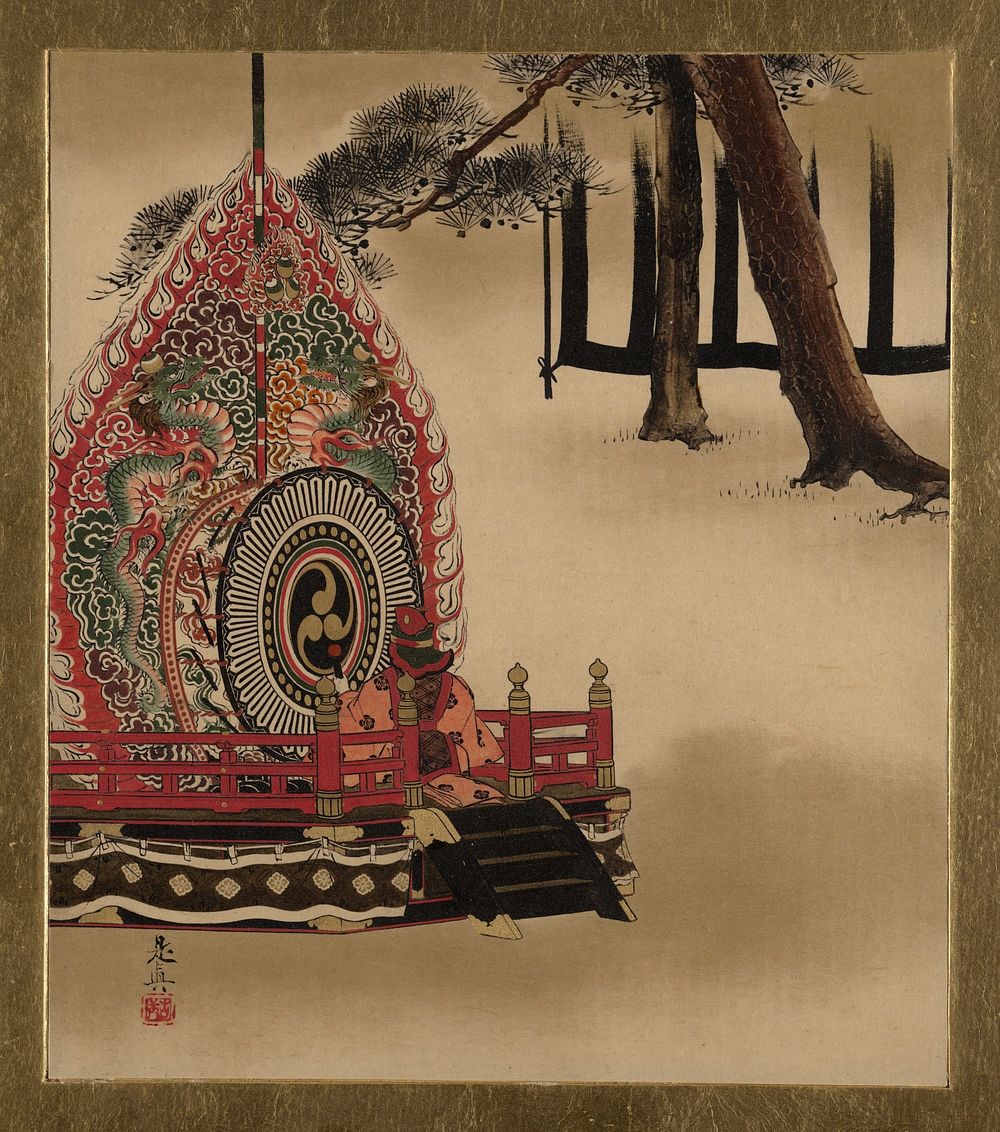 Lacquer Paintings of Various Subjects: Drum for Gagaku Dance by Shibata Zeshin.