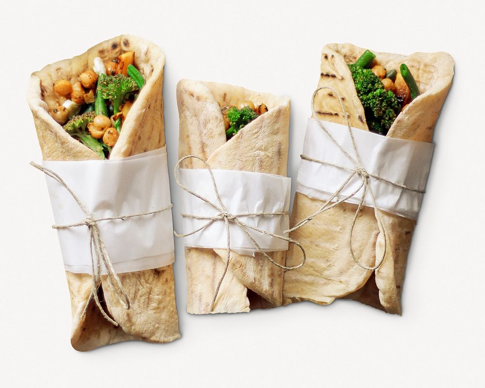 Vegan wraps, Mexican food isolated image psd