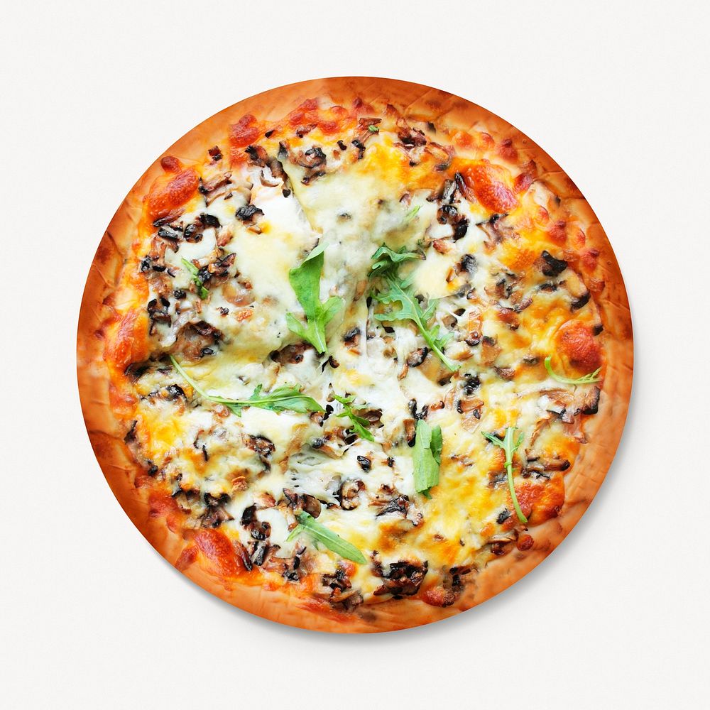 Vegetarian pizza, isolated collage element psd