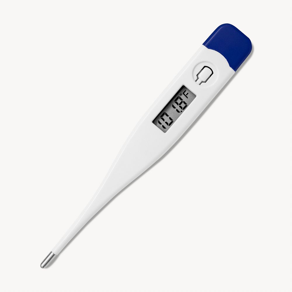 Digital thermometer, medical equipment isolated image