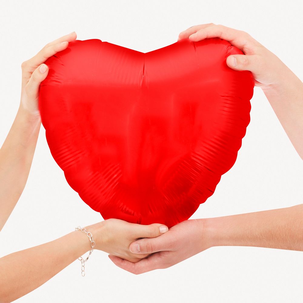 Heart balloon, isolated collage element psd