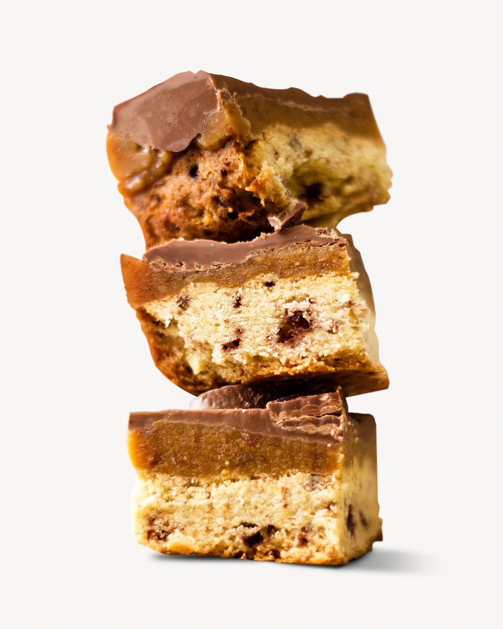 Caramel cookie bars, homemade snack isolated image