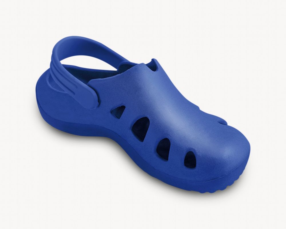 Blue rubber sandal, isolated image