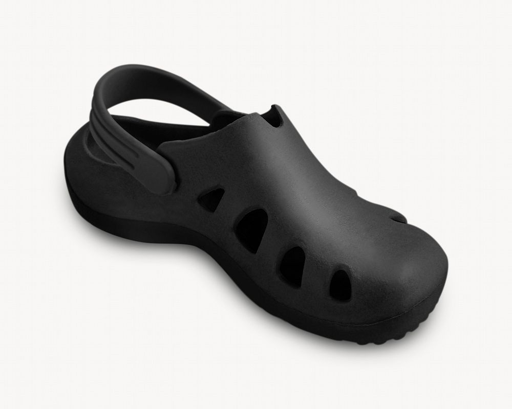 Black rubber sandal, isolated image