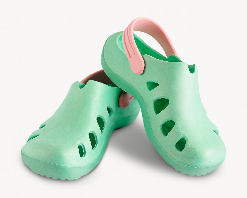 Mint rubber sandals, isolated image