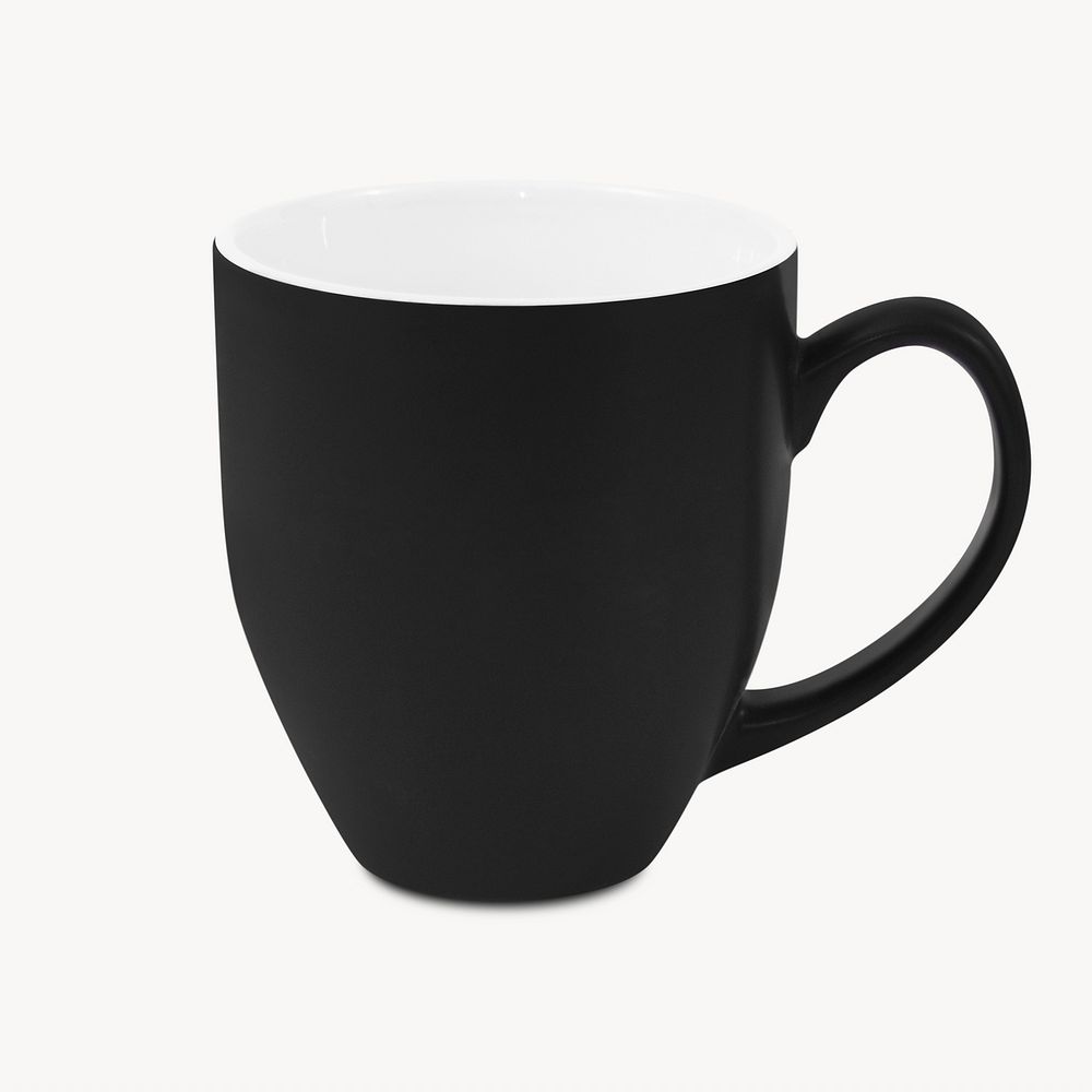 Black ceramic mug, isolated image