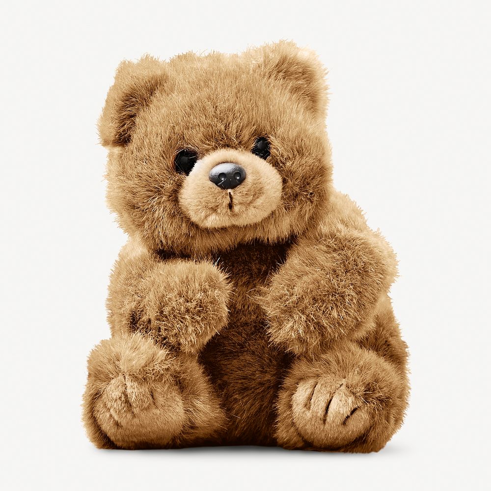 Cute teddy bear, children's plush toy isolated image psd