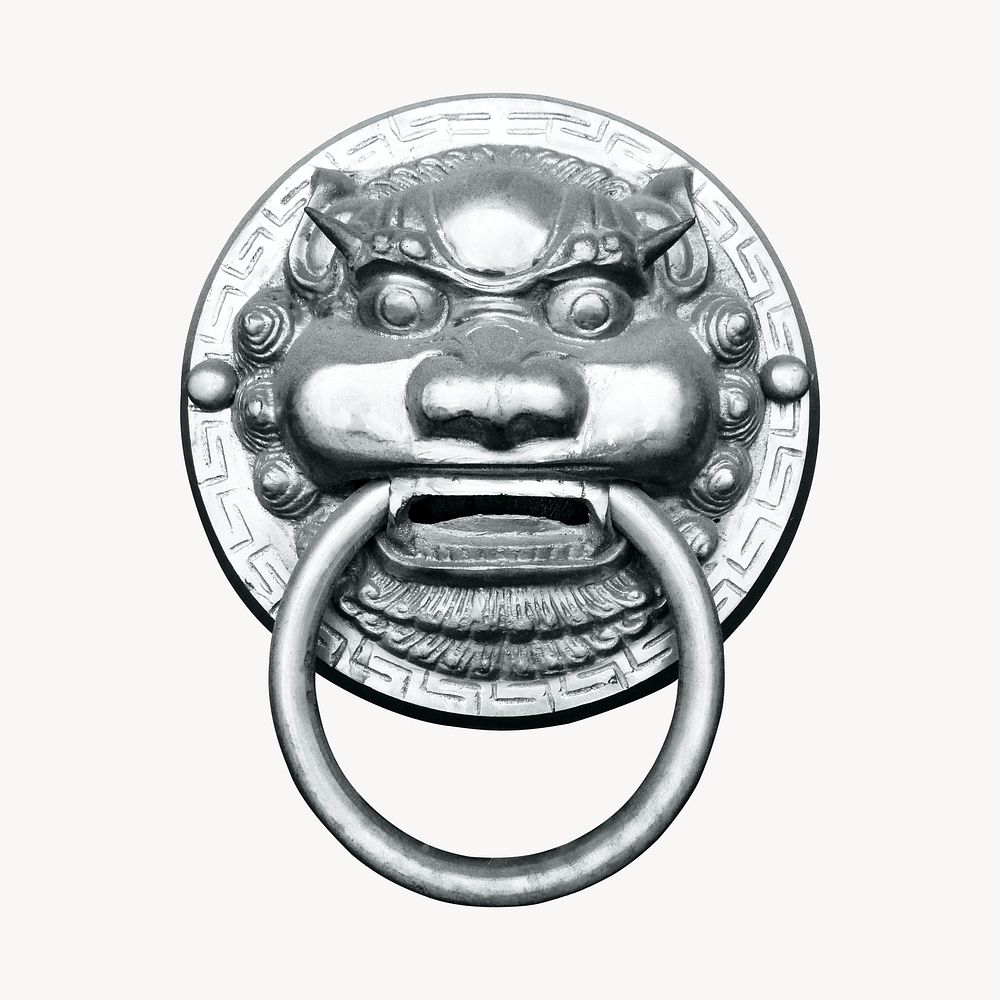 Lion door knocker, isolated object image