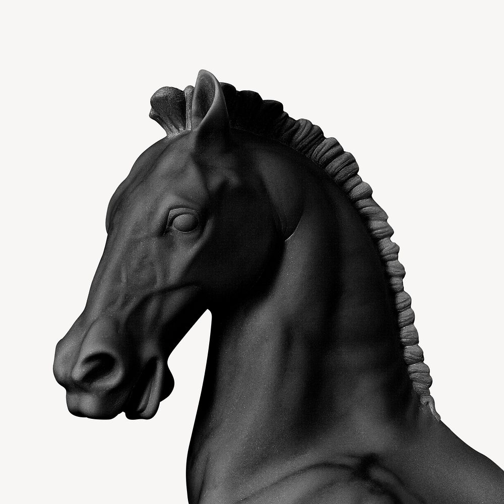 Horse head statue collage element psd