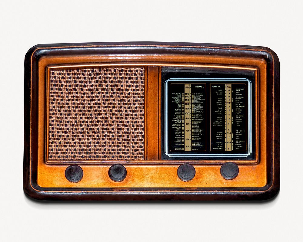 Antique radio, isolated object image psd