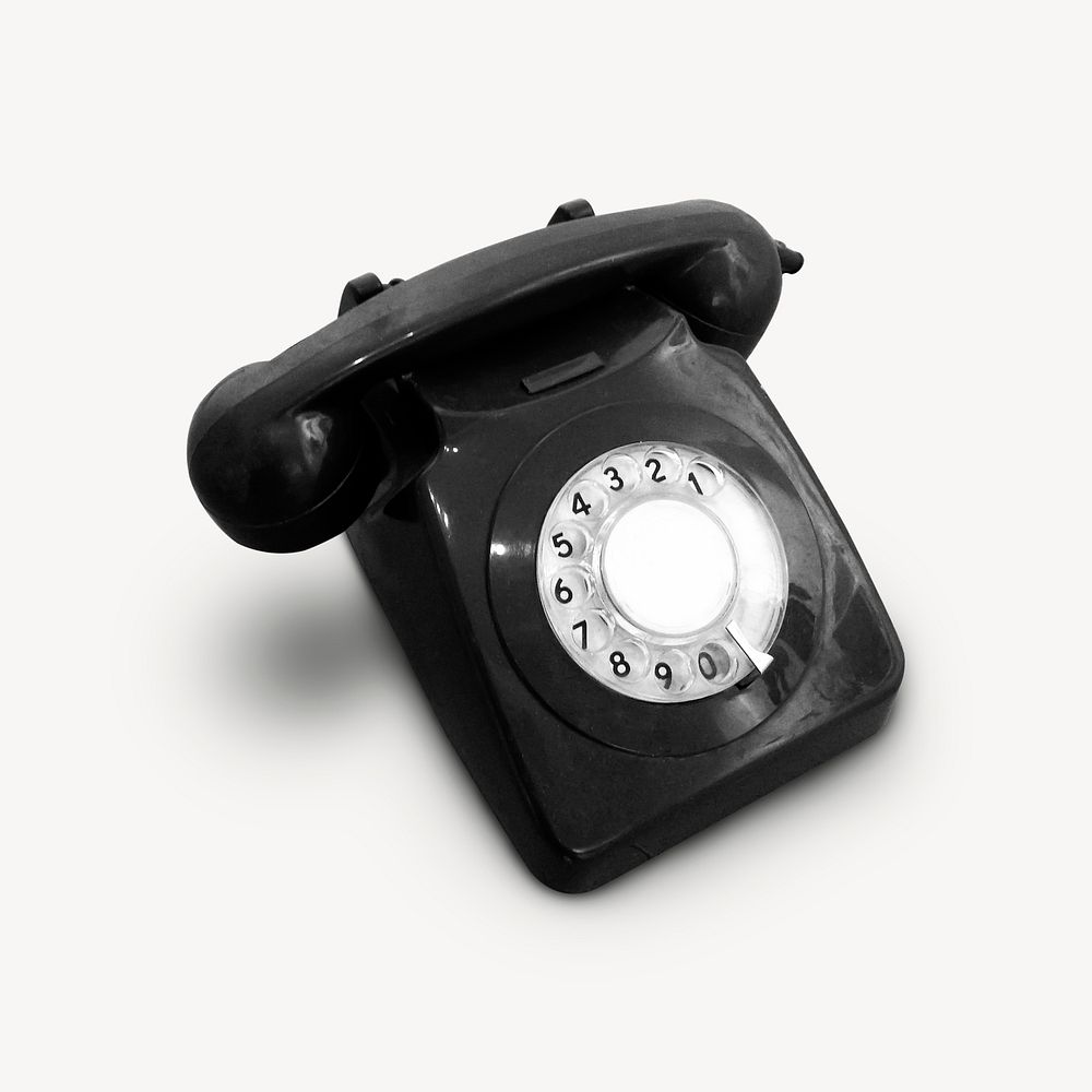 Rotary phone, retro object image psd