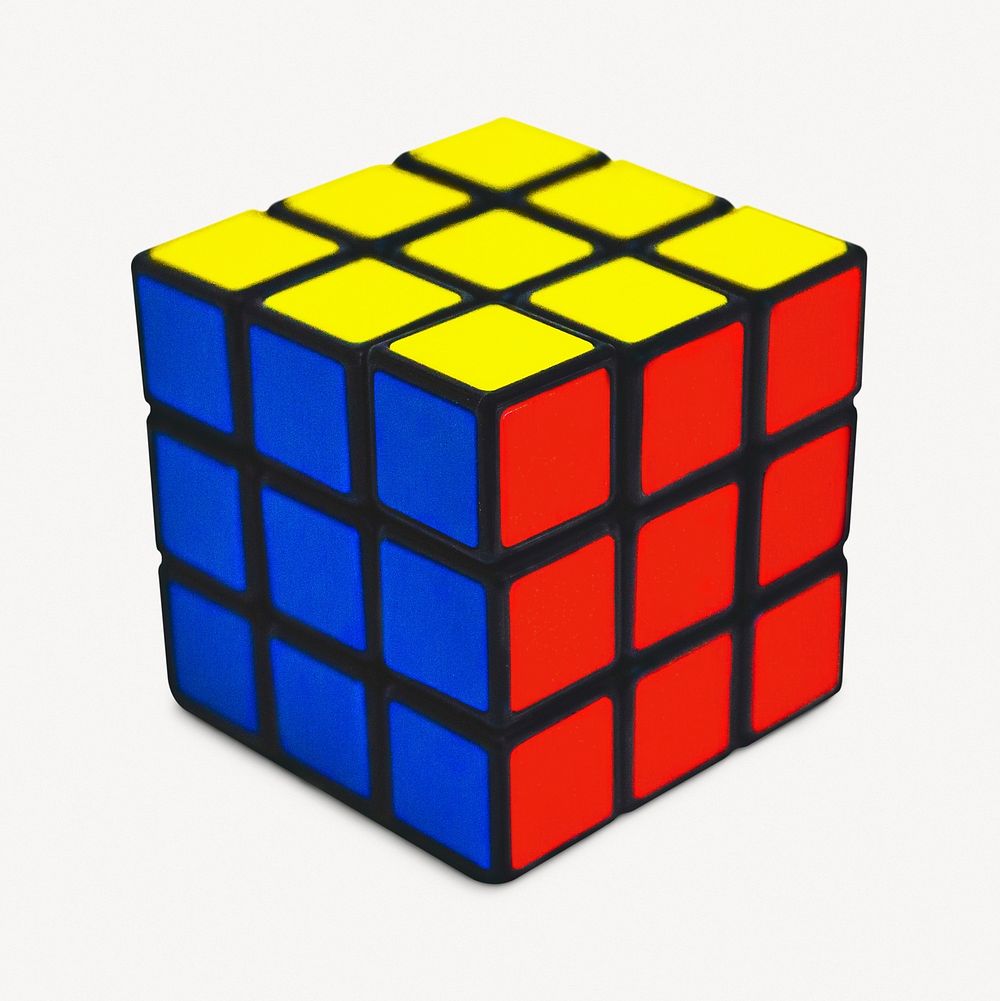 Puzzle cube, isolated toy image psd
