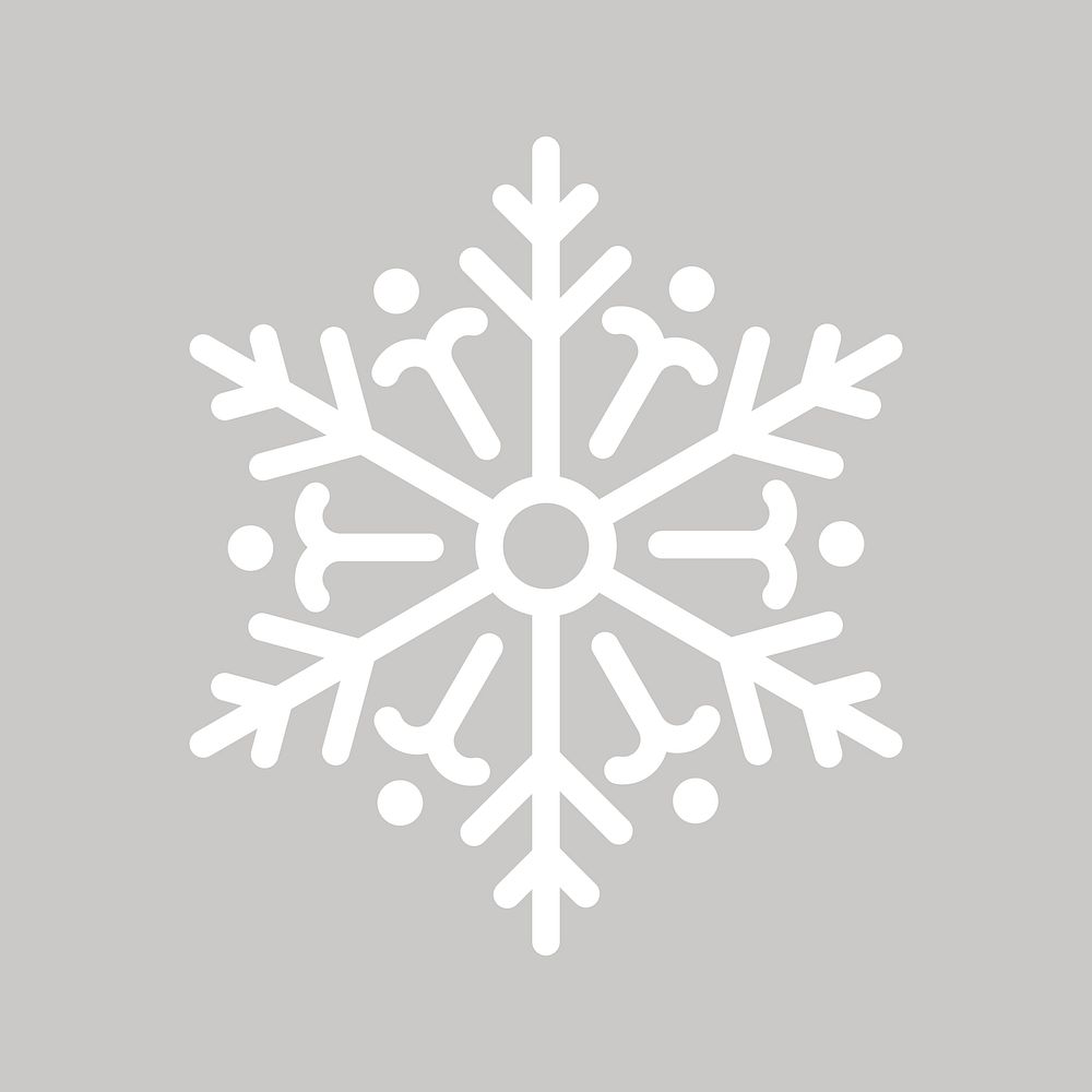 White snowflake, winter collage element vector