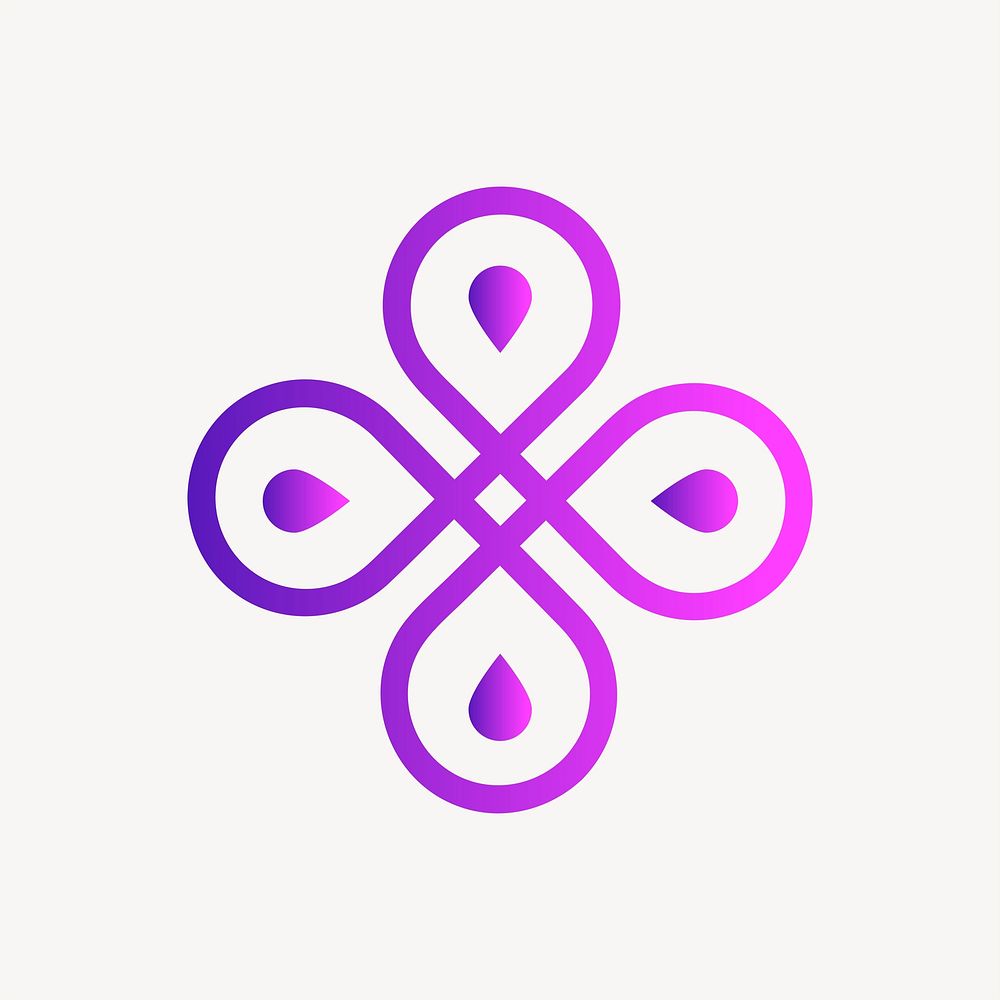 Spa center logo element, purple gradient illustration psd
