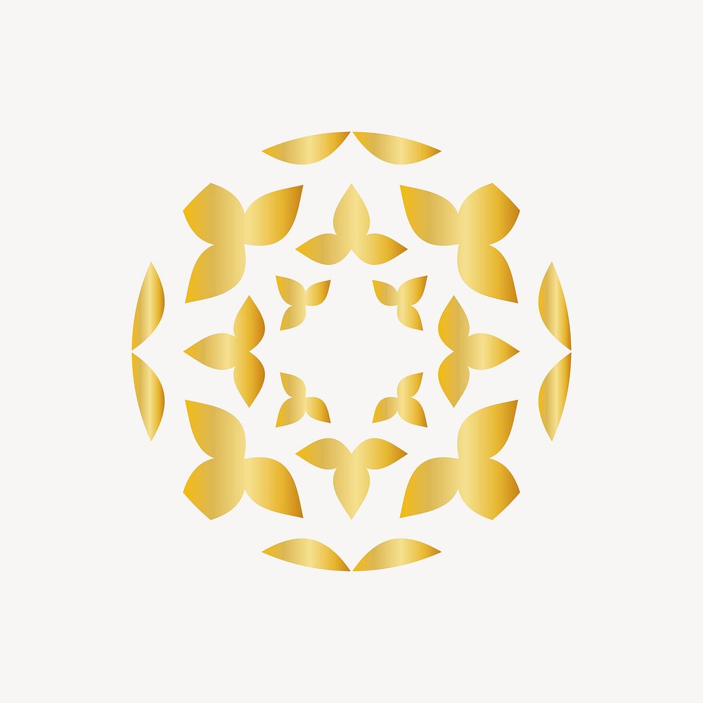 Classy spa logo element, gold leaves psd
